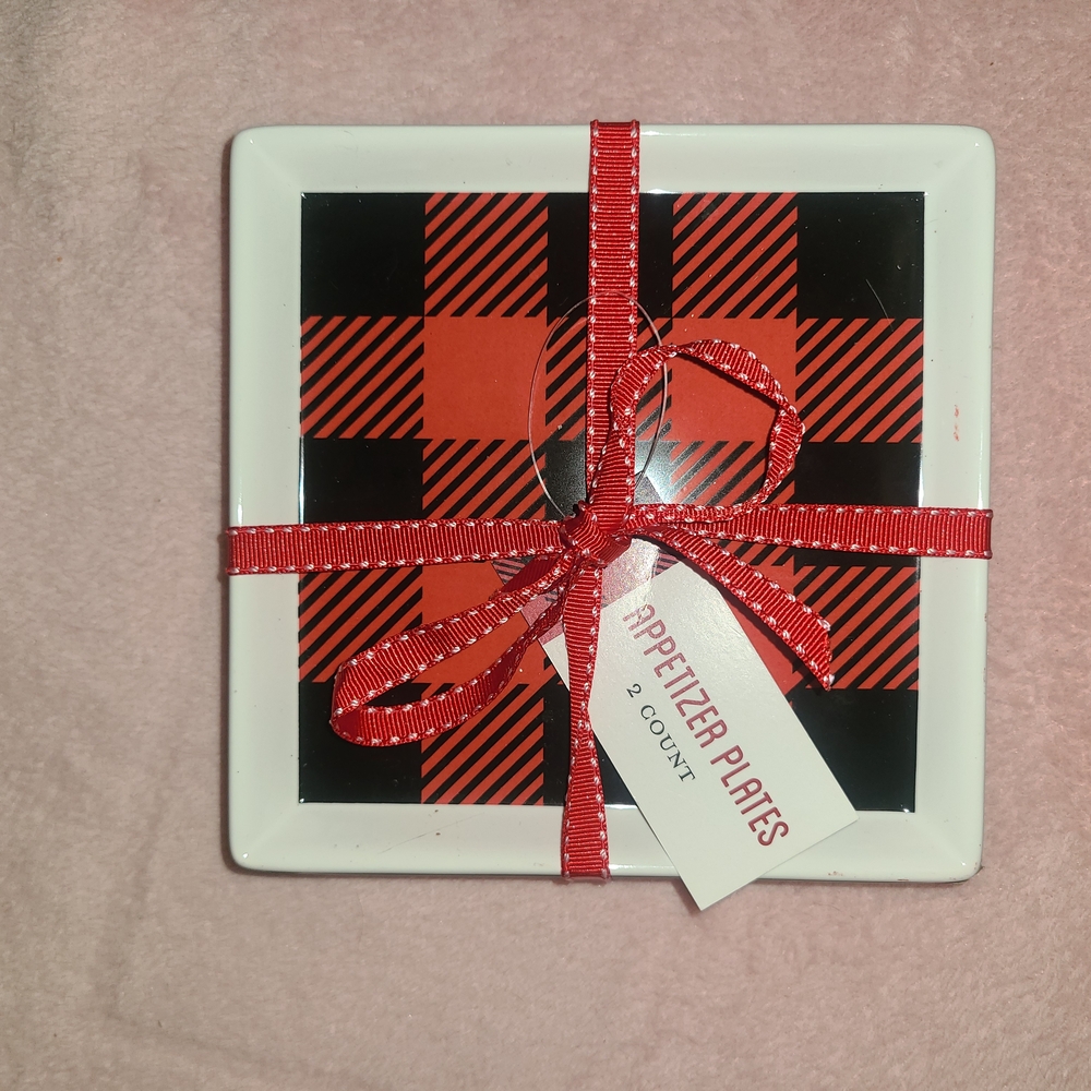 Red and Black Plaid Appetizer Plates